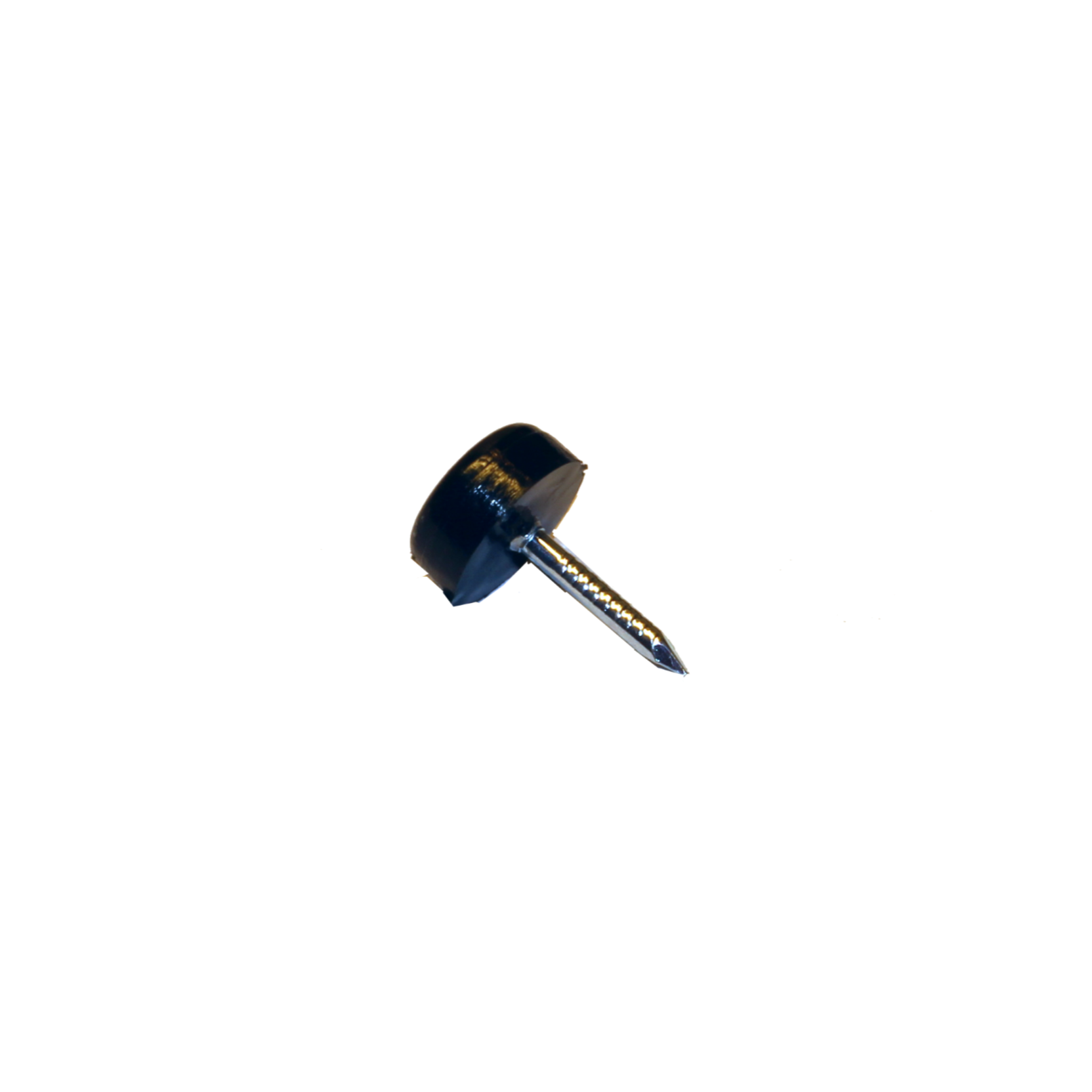 Svarta möbeltassar i plast med spik, stilren och golvskydd.