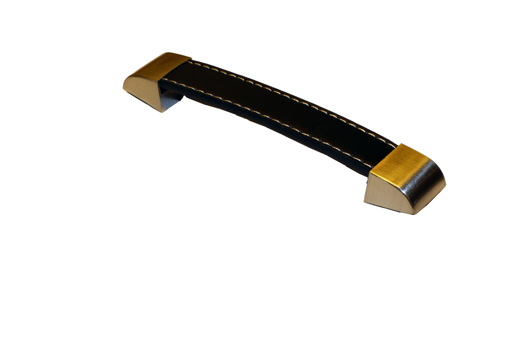 Handtag i läderlook i svart med eleganta ändar.