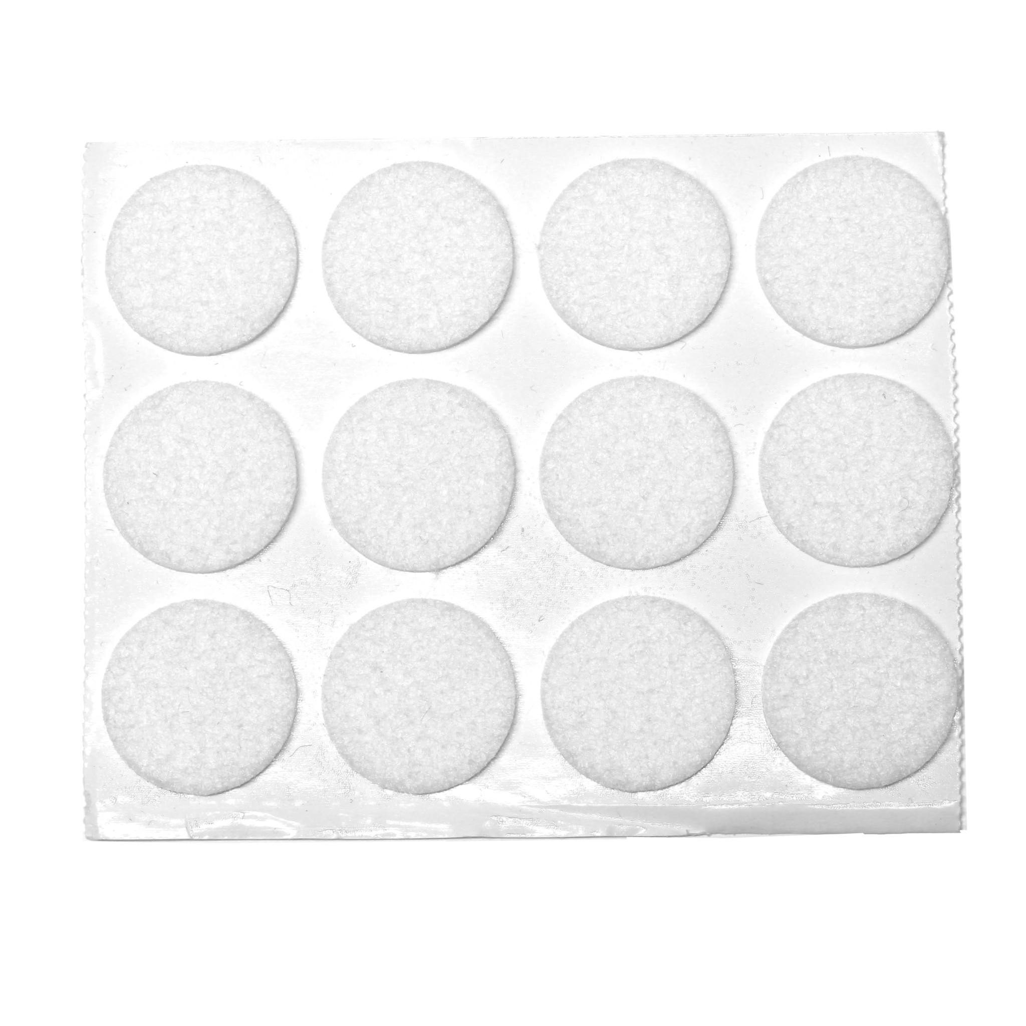 Självhäftande vita möbeltassar av polyeten och yllefilt.
