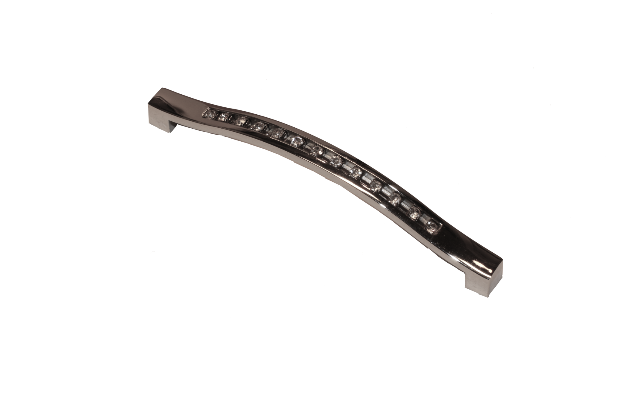 Curved diamond handle with sleek design.